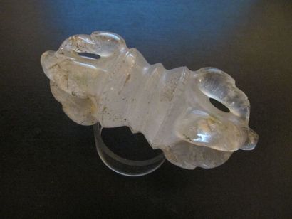 null Vajra - Dorje à quatre griffes. Cristal de roche, quartz hyalin naturel à patine...