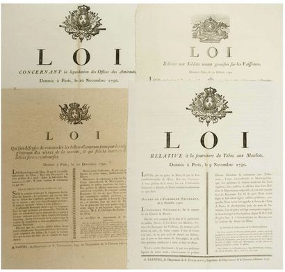null (MARINE 1791. CHARENTE MARITIME). 4 PLACARDS Imprimés à SAINTES, chez P. TOUSSAINTS,...