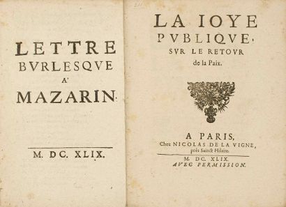 null MAZARINADE. 2 Pamphlets contre MAZARIN, imprimés sous la Régence de LOUIS XIV...