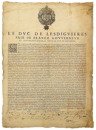 null DRÔME. 1654. "Le Duc de LESDIGUIÈRES Pair de France Gouverneur et Lieutenant...