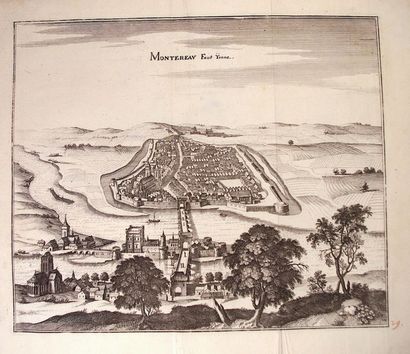 null (SEINE-ET-MARNE. MONTEREAU-FAULT-YONNE - GRAVURE de MERIAN, vers 1656 représentant...