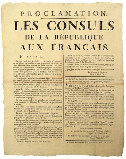 null AN 9. HAUTE-SAÔNE. PROCLAMATION DES CONSULS de la République aux Français donnée...