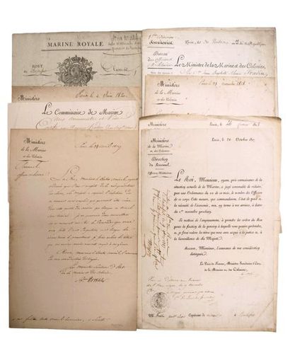 null MARINE - Carrière de Jean Baptiste Alexis FRADIN Contre-amiral: 15 pièces signées...