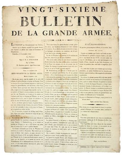 null 26ème BULLETIN DE LA GRANDE ARMÉE. Placard imprimé par Arrêté de J. B. J. FOURIER...