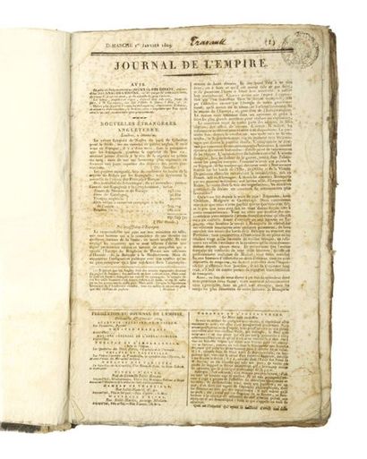 null «JOURNAL DE L'EMPIRE.» Année 1809. Recueil de 114 JOURNAUX intitulés «Journal...