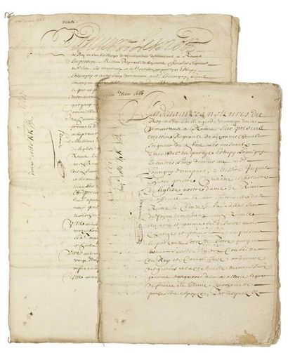 null MARNE. 1666. SEIGNEURIE DE BEZANNES. 2 Manuscrits:
Bailliage de VERMANDOIS,...