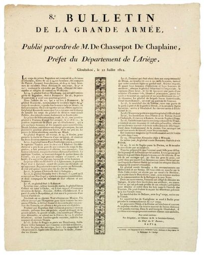 null 1812. CAMPAGNE DE RUSSIE. ARIÈGE. 8° BULLETIN DE LA GRANDE ARMÉE, publié par...