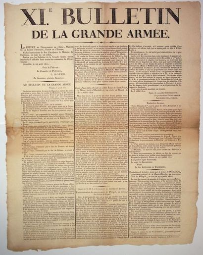 null 1812. CAMPAGNE DE RUSSIE. «XI° Bulletin de la GRANDE ARMÉE.». Impr. à GRENOBLE...