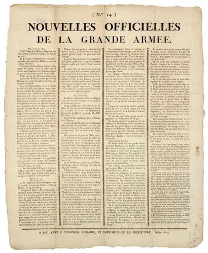 null 1813. PAU (64). «NOUVELLES OFFICIELLES de la GRANDE ARMÉE. N° 14» (Campagne...