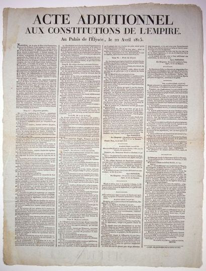 null 1815. LA CONSTITUTION DES CENT-JOURS de NAPOLÉON. LOT-ET-GARONNE. «ACTE ADDITIONNEL...