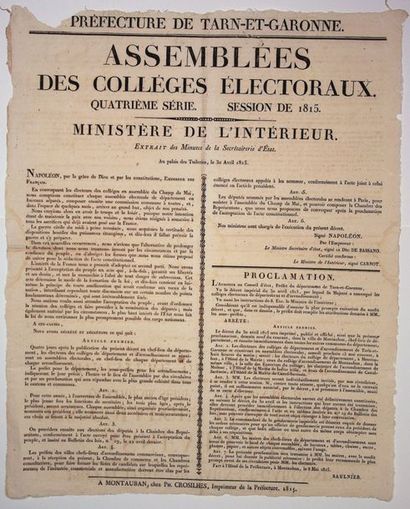 null TARN ET GARONNE. CENT-JOURS. 1815. Assemblées des Collèges Électoraux. 4ème...