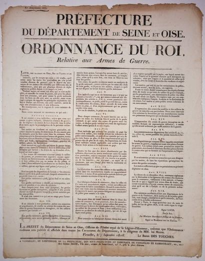 null 1816. SEINE-ET-OISE- «Ordonnance du Roi (Louis XVIII) relative aux ARMES DE...