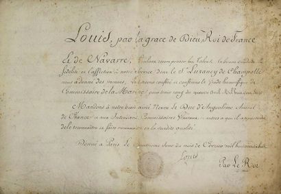 null LOUIS XVIII. 1818. MARINE. BREVET DE COMMISSAIRE DE LA MARINE HONORAIRE. Pièce...
