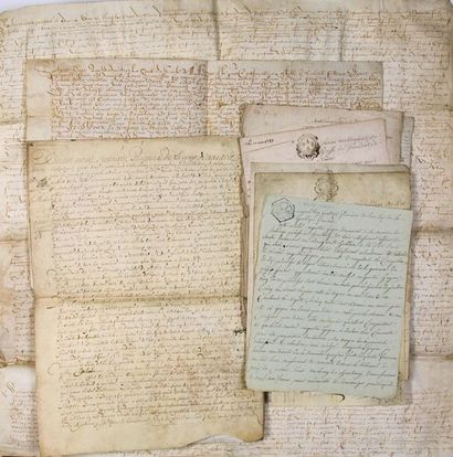 null (LOIRE-ATLANTIQUE. 1557.) 10 Parchemins et papiers concernant la Seigneurie...