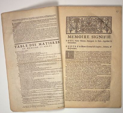 null SEINE-ET-MARNE. 1745. PROCÈS. «Mémoire signifié pour Pierre THIERRY, Bourgeois...
