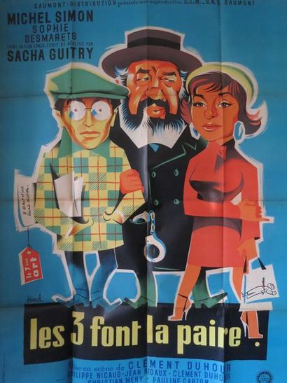 null "LES 3 FONT LA PAIRE" (1957) de Sacha Guitry avec Michel Simon, Darry Cowl.

Affiche...