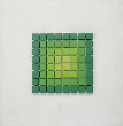 null Bruno Pecchioli (1919 – 1993)

Acrylique et collage de cubes de bois sur toile...