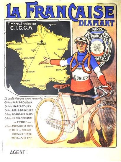 VION Raoul (XIX°-XX°) 
LA FRANÇAISE DIAMANT.«Dunlop et Selle Brown». Vers 1910
Société...