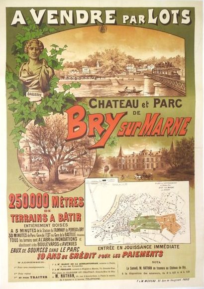 FRAIPONT GUSTAVE (1849-1923) 
CHÂTEAU et PARC de BRY-SURMARNE.
«A vendre par lots»....