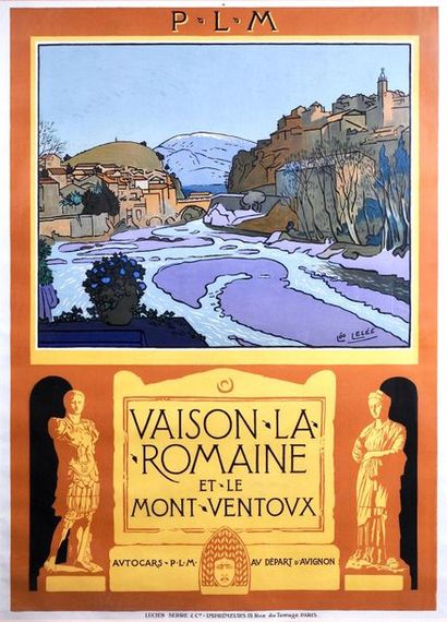 LELEE LÉO (1872-1947) 
PLM. VAISON la ROMAINE et le
MONT VENTOUX- AUTOCARS au départ...