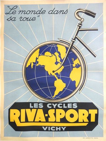 ANONYME LES CYCLES RIVA-SPORT VICHY. «le monde dans sa roue»
Imp. Lafayette, Paris
80...