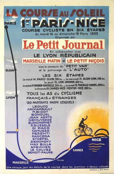 ANONYME Le Petit Journal.LA COURSE AU SOLEIL.
«1er Paris-Nice».1933
Imprimerie Le...