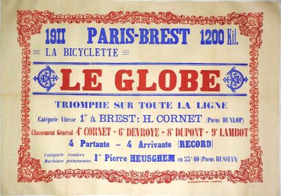 ANONYME LE GLOBE. Paris-Brest, 1911
Ets d'Imprimerie du Nord
63 x 90 cm
Entoilée,...