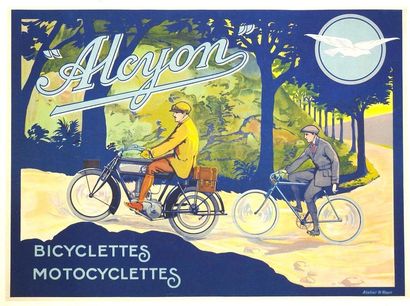 ANONYME ALCYON. «Bicyclettes-Motocyclettes»
Atelier H. Rouit 36,5 x 50 cm
Entoilée,...