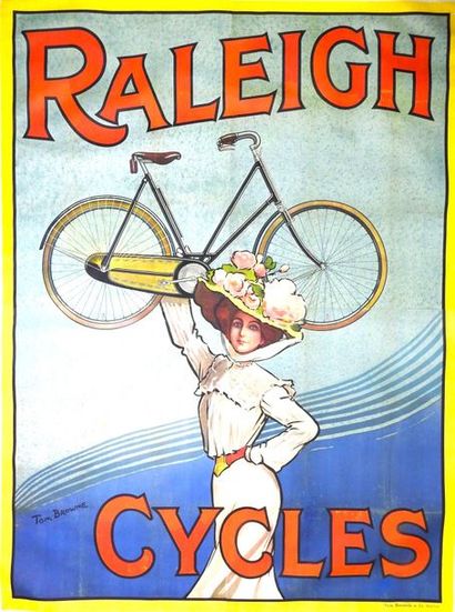 BROWNE Tom (1872-1910) 
RALEIGH CYCLES Imp.Tom Browne & Co, Nottingham
196 x 146...