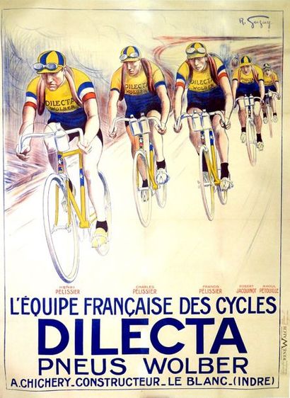 GAZAY Robert (XIX-XX) 
L'EQUIPE FRANÇAISE DES CYCLES DILECTA-PNEUS WOLBER, 1928
Imp....