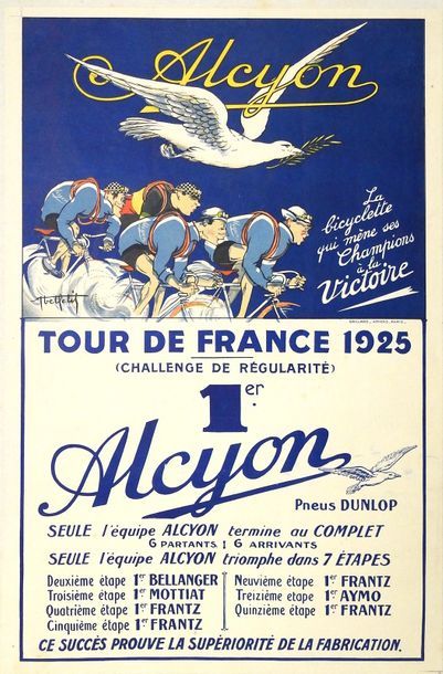 ABEL PETIT TOUR DE FRANCE, Alcyon. 1925
Imprimerie Gaillard, Amiens-Paris
61 x 39...
