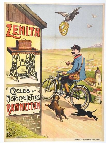 L.B (monogramme) 
ZENITH CYCLES & MOTOCYCLETTES PANNETON Affiches A. Ramboz, Lyon-Paris
80...
