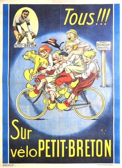 MICH (1881-1923) 
TOUS !!! SUR VÉLO PETIT-BRETON.
«Pneu Dunlop».Vers 1920
Affiches...