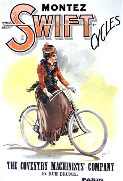 MOORE MONTEZ SWIFT CYCLES.
The Dangerfield Printing Co, London 149 x 100 cm
Entoilée,...