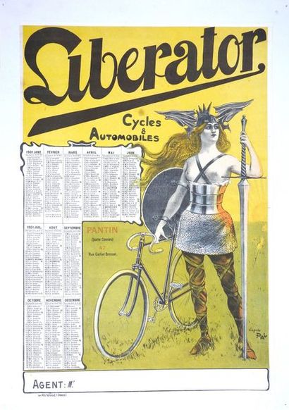 PAL (d'après) 
LIBÉRATOR.«CYCLES & AUTOMOBILES ».1901 (calendrier)
Imp. Kossuth,...