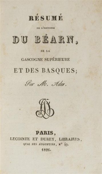 null ADER (Jean Joseph)
Résumé de l'histoire du Béarn, de la Gascogne supérieure...