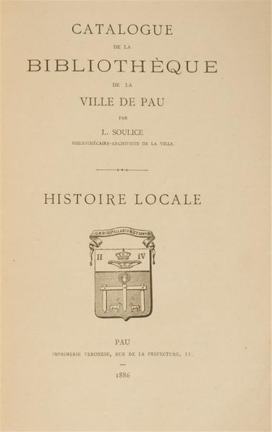 null SOULICE (Léon)
Catalogue de la bibliothèque de la ville de Pau, histoire locale....