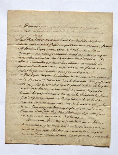 null Lettre manuscrite de Saussure à Palassou SAUSSURE (Horace Bénédict de) Genève....