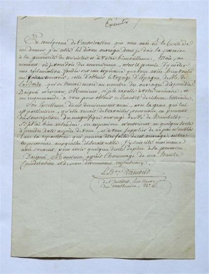 null Lettre manuscrite signée Ramond COXE (W441illiam) - RAMOND de Carbonnières (Louis...