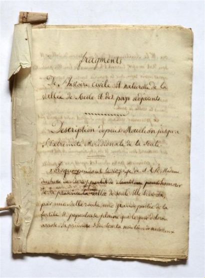 null Manuscrit inédit PALASSOU (Pierre Bernard de) Fragments de l'Histoire Civile...