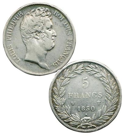 null Louis-Philippe 1er. 5 Francs. 1830 W. lille. Sans le I. tr. en creux. 
F.313/4....