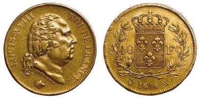 null Louis XVIII. 1815-1824. 40 Francs 1818 W. Lille.
Gad.1092. TTB