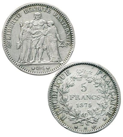 null IIIème République. 5 Francs Hercule. 1875 A (Petit A). Paris. 
F.334/15. qT...