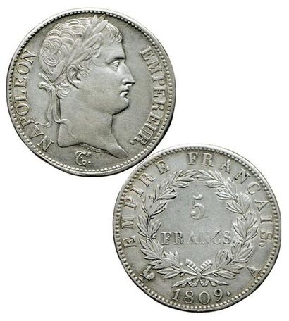 null 1er Empire. 5 Francs. 1809 A. Paris. 
F.307/1. TTB+