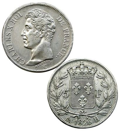 null Charles X. 5 Francs 1826 H. La Rochelle. 
F.310/19. TTB+