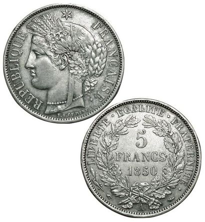 null IIe République. 5 Francs Cérès 1850 A. Paris. 
F.327/4. Superbe exemplaire....