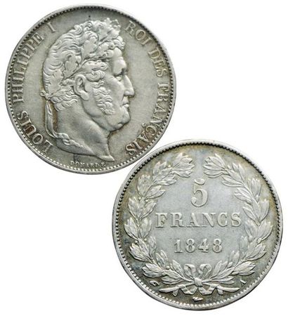 null Louis Philippe 1er. 5 Francs 1848 A. Paris. 
F.325/17. Superbe exemplaire. ...
