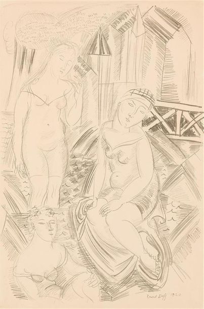 null Raoul DUFY (1877 - 1953) 
Baigneuses,1920
Lithographie, signature dans la planche....