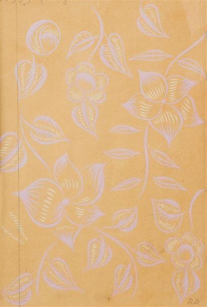 null Raoul DUFY (1877-1953)
Fleurs violettes sur fond jaune
Empreinte et pochoir...