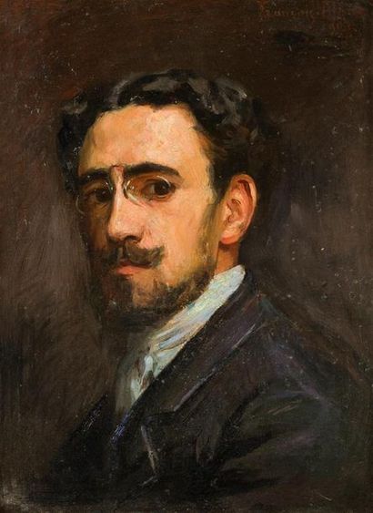 null François ALAUX (1878-1952)
« Autoportrait présumé, 1907 »
Huile sur toile, signée...